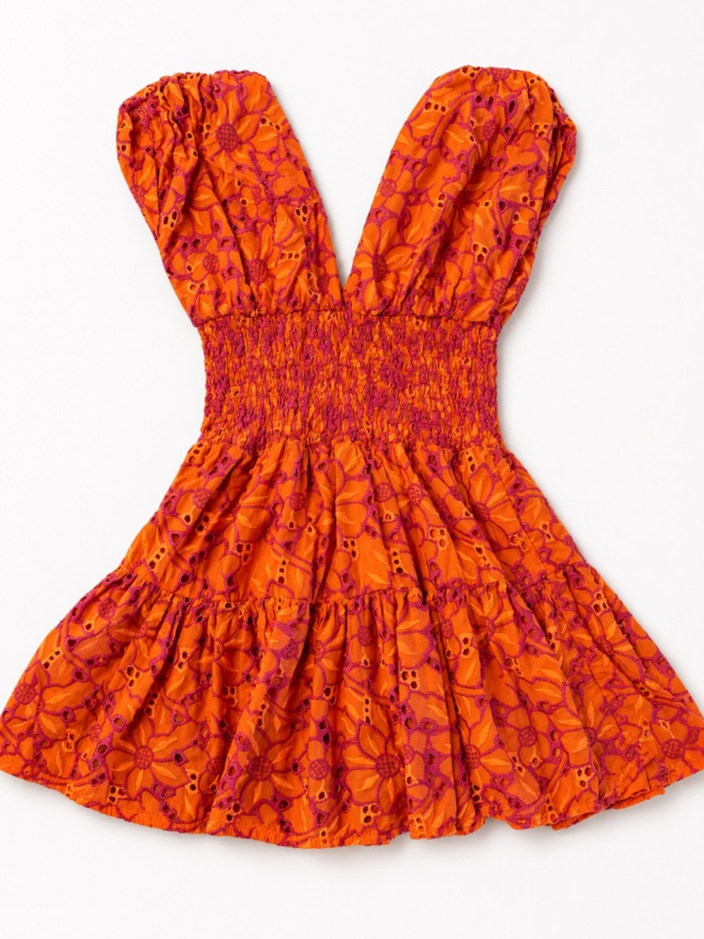 Waimari Colombian Designer Orange Embroidered Mini Dress – Size S